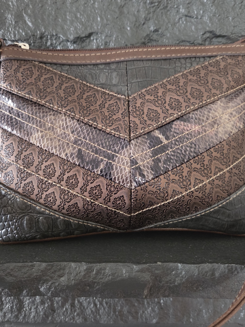 Relic Brown  Faux Leather Logo Patch Interior